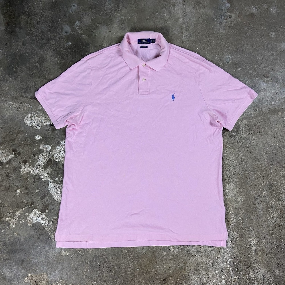 Polo Ralph Lauren‎ Polo Shirt Size XL Pink Classic Fit Short Sleeve Blue Pony